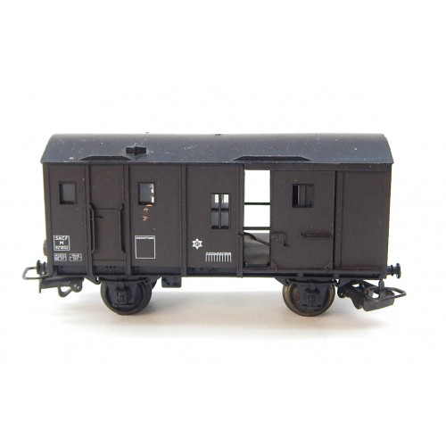 JOUEF UN WAGON COUVERT FIN CONVOIE MARRON FONCE SANS BOITE HO