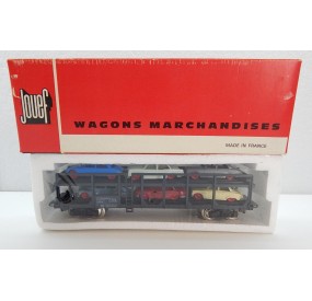 JOUEF WAGON STVA NOIR AVEC 6 VOITURES HO EN BOITE ROUGE NEUF BLISTER REF 6540