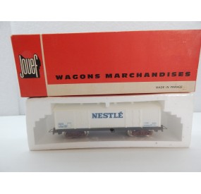 JOUEF WAGON COUVERT NESLE A BOGIES HO EN BOITE ROUGE REF 6561 SOUS BLISTER