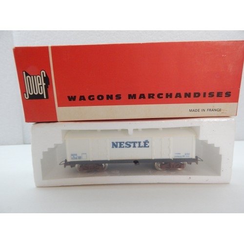 JOUEF WAGON COUVERT NESLE A BOGIES HO EN BOITE ROUGE REF 6561 SOUS BLISTER