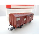 Réf 6240 B - JOUEF WAGONS COUVERT UIC MARRON A ESSIEUX HO EN BOITE ROUGE