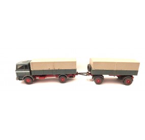 WIKING CAMION VERT BACHER + REMORQUE SANS MARQUAGE HO SANS BOITE