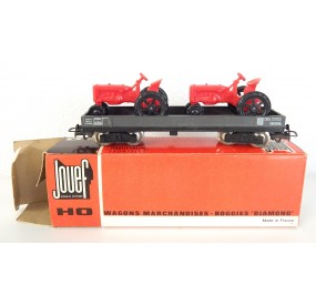 REF 652 JOUEF WAGON PLAT + 2 TRACTEURS HO BOITE CARTON