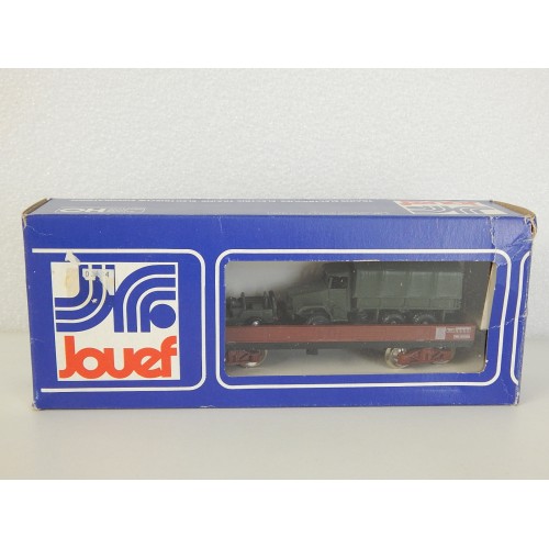 Réf 6601 - JOUEF WAGONS PLAT A BOGIES JEEP WILLYS + CAMION HO EN BOITE BBR