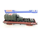 Réf 6601 - JOUEF WAGONS PLAT A BOGIES JEEP WILLYS + CAMION HO EN BOITE BBR