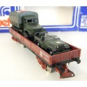 Réf 6601 - JOUEF WAGONS PLAT A BOGIES JEEP WILLYS + CAMION HO EN BOITE BBR