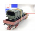 Réf 6601 - JOUEF WAGONS PLAT A BOGIES JEEP WILLYS + CAMION HO EN BOITE BBR