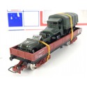 Réf 6601 - JOUEF WAGONS PLAT A BOGIES JEEP WILLYS + CAMION HO EN BOITE BBR