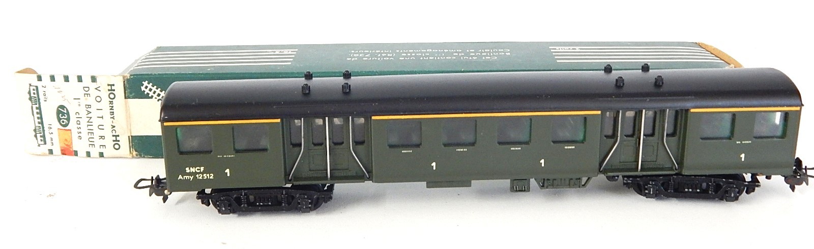 736 HORNBY VOITURE BANLIEUE 1 CL EN BOITE VERTE HO - CC2RAILS.COM