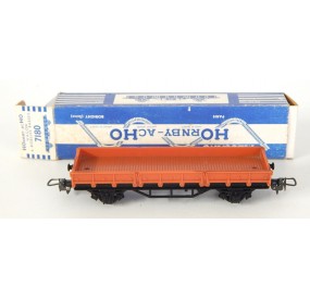 7180 - HORNBY WAGON PLAT A ESSIEUX ATTELAGES A BOUCLES HO EN BOITE BLEU