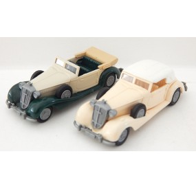 PRALINE DEUX VEHICULES HORCH 853 A BEIGE ET NOIR ET BEIGE HO SANS BOITE