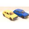 FLEISCHMANN 2 VEHICULES VW GOLF BLEU ET JAUNE HO SANS BOITE