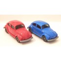 WIKING 2 VEHICULES VW COX 1300 BLEU ET ROUGE HO SANS BOITE