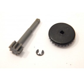 R 7406 UN AXE DE RENVOIE 24,5 mm PIGNON 9 DENTS COURONNE ET CIRCLIP JOUEF HO