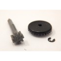 R 7406 UN AXE DE RENVOIE 24,5 mm PIGNON 9 DENTS COURONNE ET CIRCLIP JOUEF HO