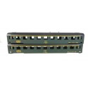 REF 17247 - JOUEF LOT DE 2 CAISSES VOITURE UIC VERT TOIT NOIR PARIS STRASBOURG HO