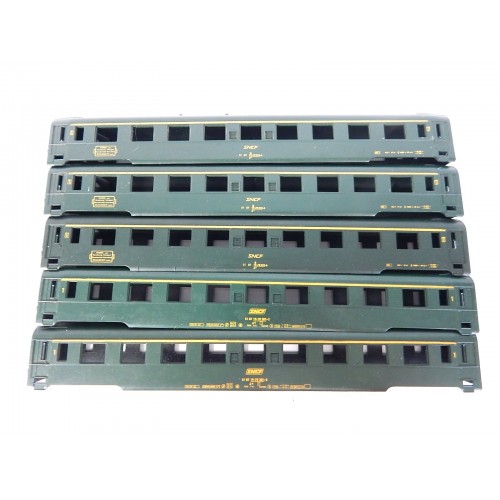REF 17256 - JOUEF LOT DE 5 CAISSES VOITURE UIC VERTE 1 CL HO