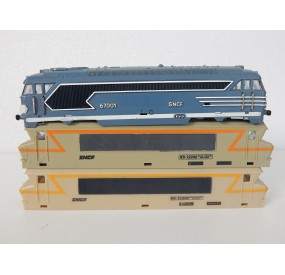 Ref 17267 - JOUEF / BOBBI LOT DE 3 CAISSES LOCOMOTIVE DE BB 67001 ET 22200 HO