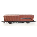 LIMA WAGON PLAT A ESSIEUX CONTENEUR MARRON HO SANS BOITE