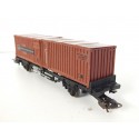 LIMA WAGON PLAT A ESSIEUX CONTENEUR MARRON HO SANS BOITE