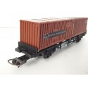 LIMA WAGON PLAT A ESSIEUX CONTENEUR MARRON HO SANS BOITE