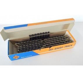 ROCO BOITE AVEC PETIT RAILS COURBES MAILLECHORTS + ECLISSES HO