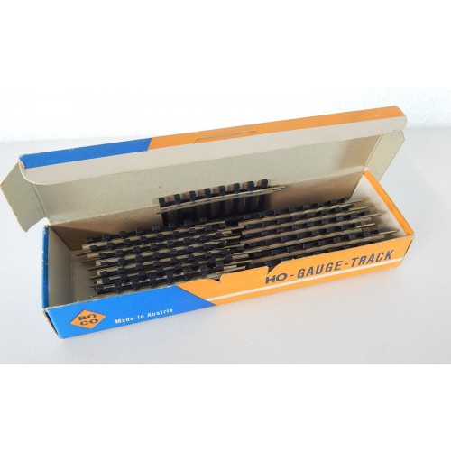 ROCO BOITE AVEC PETIT RAILS COURBES MAILLECHORTS + ECLISSES HO