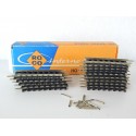 ROCO BOITE AVEC PETIT RAILS COURBES MAILLECHORTS + ECLISSES HO