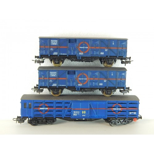 ELECTROTREN LOT DE 3 WAGONS COUVERT TRANSFESA SANS BOITE HO