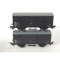 PIKO 2 WAGONS COUVERTS MARRON A ESSIEUX TOIT GRIS EUROP SNCF SANS BOITE HO