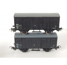 PIKO 2 WAGONS COUVERTS MARRON A ESSIEUX TOIT GRIS EUROP SNCF SANS BOITE HO