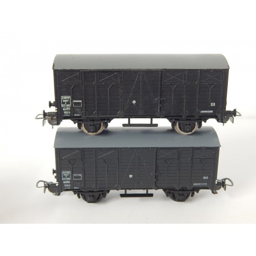 PIKO 2 WAGONS COUVERTS MARRON A ESSIEUX TOIT GRIS EUROP SNCF SANS BOITE HO