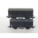 PIKO 2 WAGONS COUVERTS MARRON A ESSIEUX TOIT GRIS EUROP SNCF SANS BOITE HO