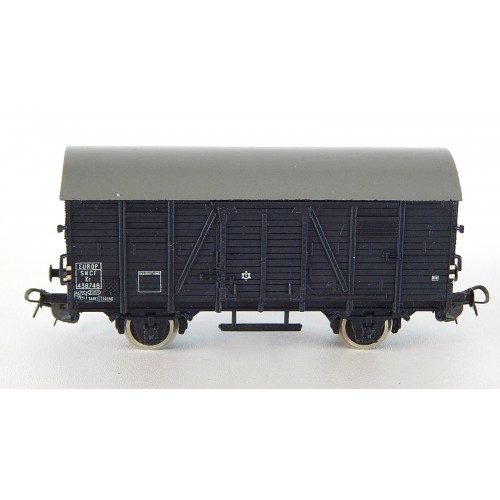 PIKO WAGON COUVERT MARRON A ESSIEUX TOIT GRIS SNCF 438746 SANS BOITE HO