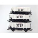 HORNBY LOT 3 WAGONS COUVERT A ESSIEUX STEF FRIGORIFIQUE HO SANS BOITE